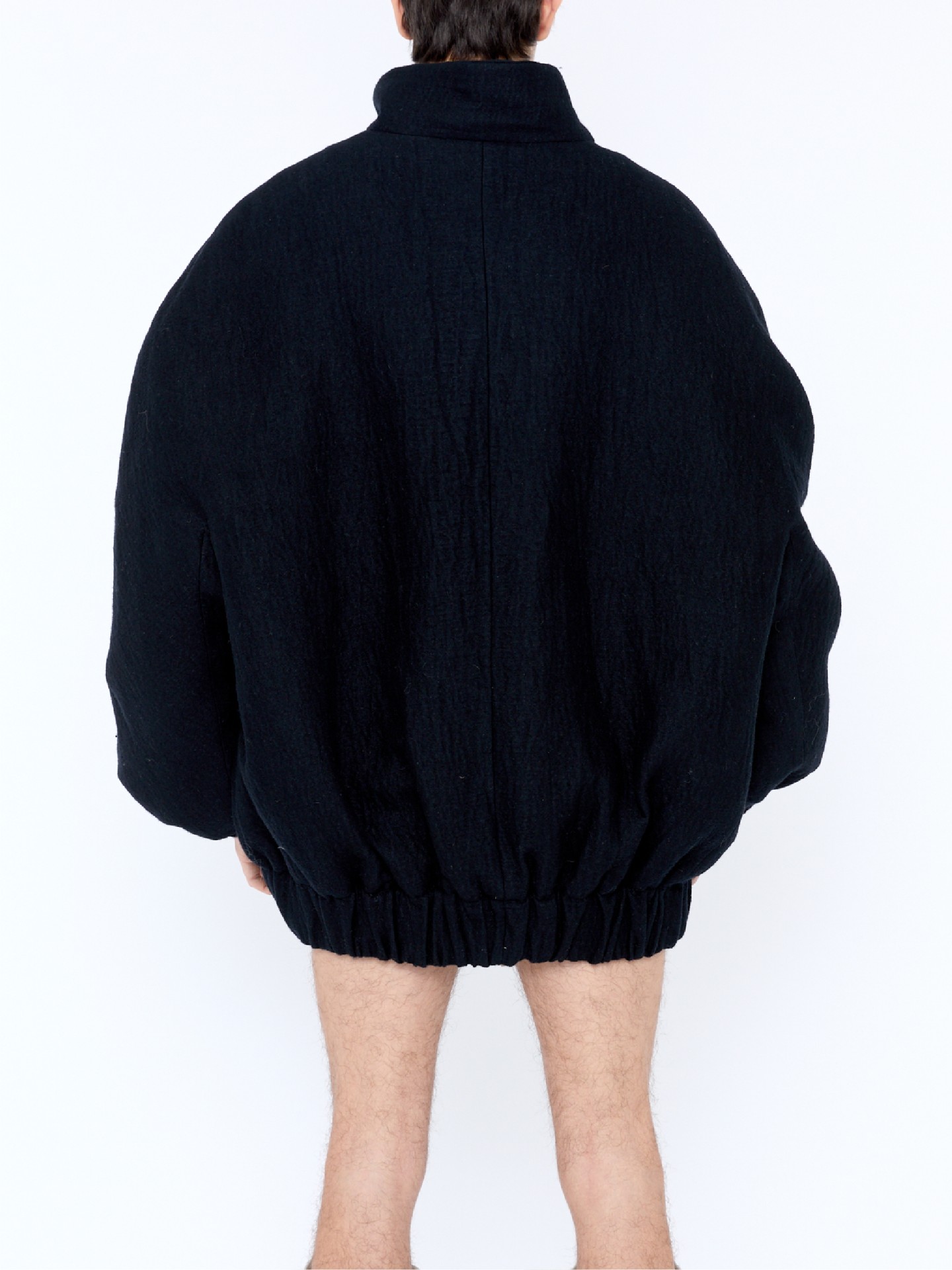 WOOL DRAWSTRING JACKET IN BLACK